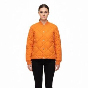 Lucky Brand Womens Orange Quilted Jacket Water-Resistant Durable Size L